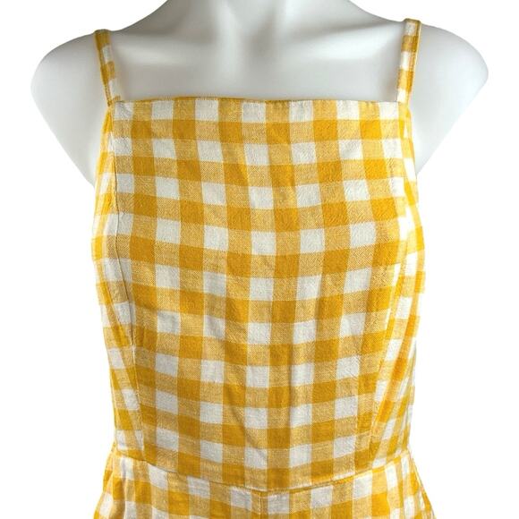 Old Navy Womens Yellow Gingham Sleeveless Square Neck Camisole Jumpsuit Sz XS - Picture 3 of 5